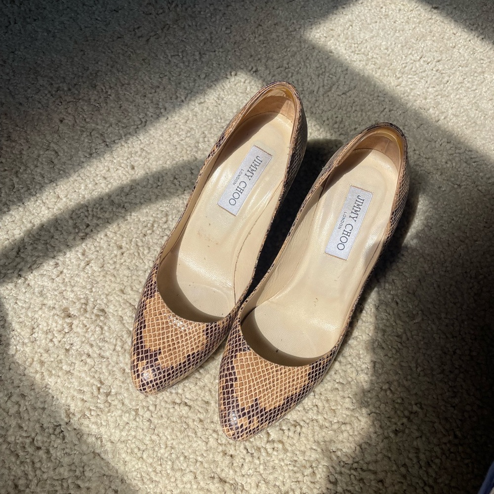 Jimmy Choo Brown Snakeskin Pumps